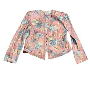 ✨🌸 Vintage Nah Nah Studio Pink Floral Embroidered Button Jacket‎ M 🌸✨